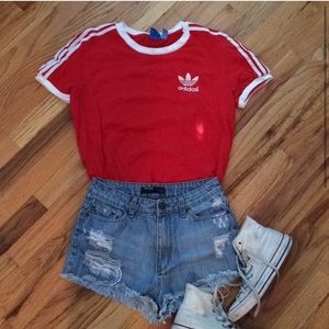 Red adidas shirt